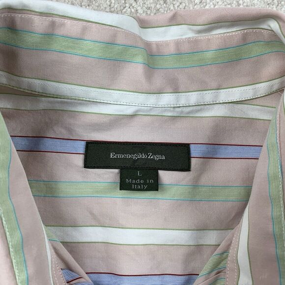 Ermenegildo Zegna Men's Striped Button Front Dress Shirt Size Large - Picture 15 of 16